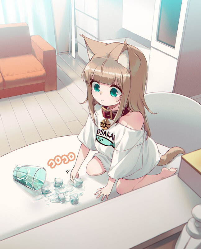 Cat-eared Girl with Spilled Drink