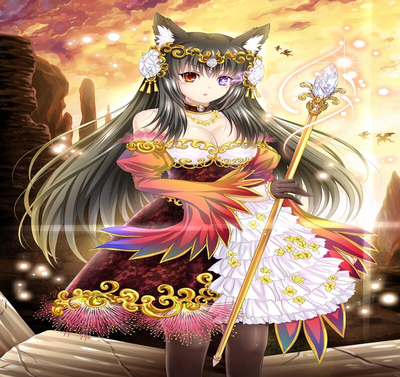 Cat-eared Girl with Staff — Gold
