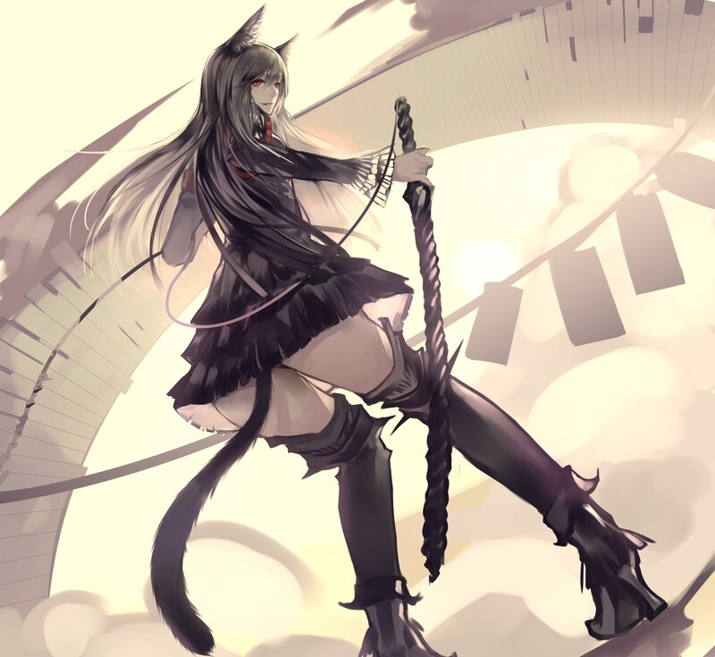 Cat-eared Girl with Sword — Black