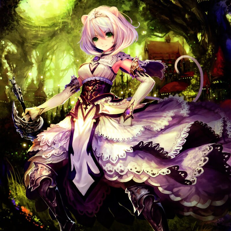 Cat-eared Girl with Sword — Purple