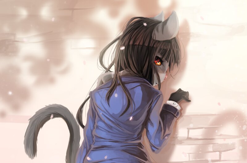 Cat-eared Girl with Tail — Blue