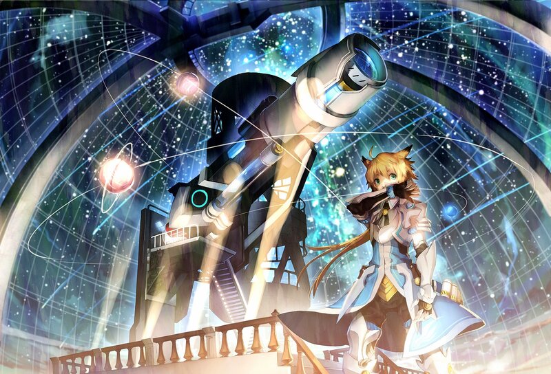 Cat-eared Girl with Telescope