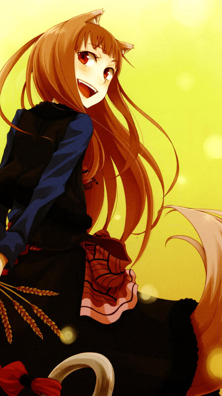 Cat-eared Girl with Wheat — Yellow