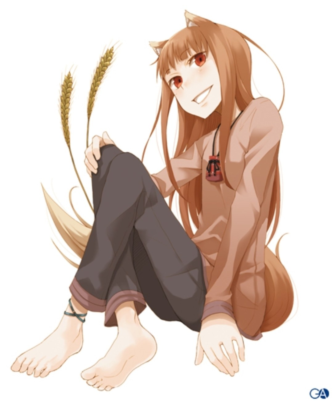 cat-eared girl with wheat