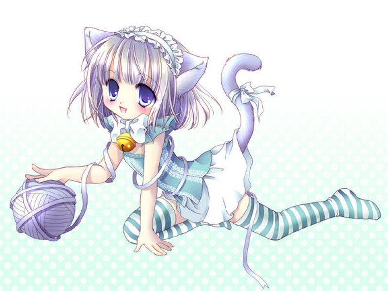 Cat-eared Girl with Yarn