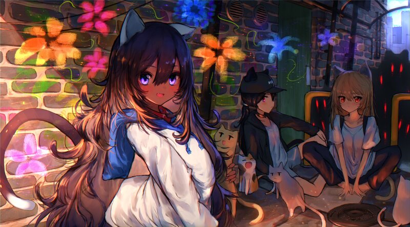 Cat-eared Girls in Alley