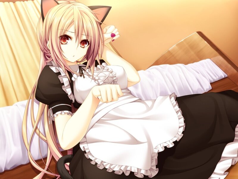 cat-eared maid anime girl