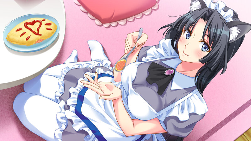 Cat-eared Maid Eating