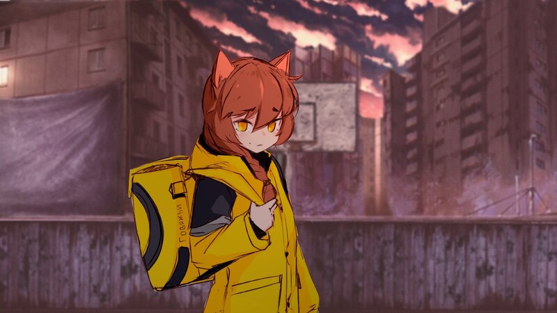 Cat-eared Person in Yellow Coat