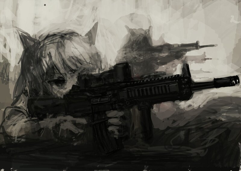 Cat-eared Person with Rifle