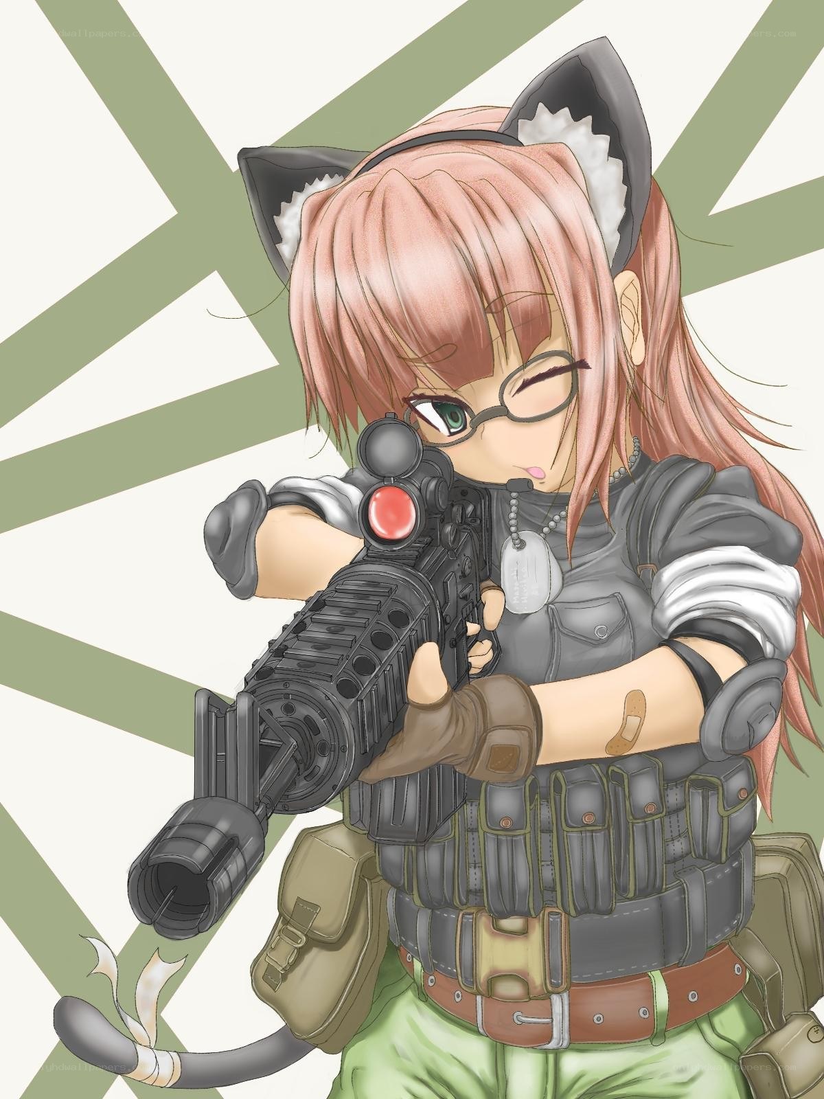 cat-eared soldier with rifle