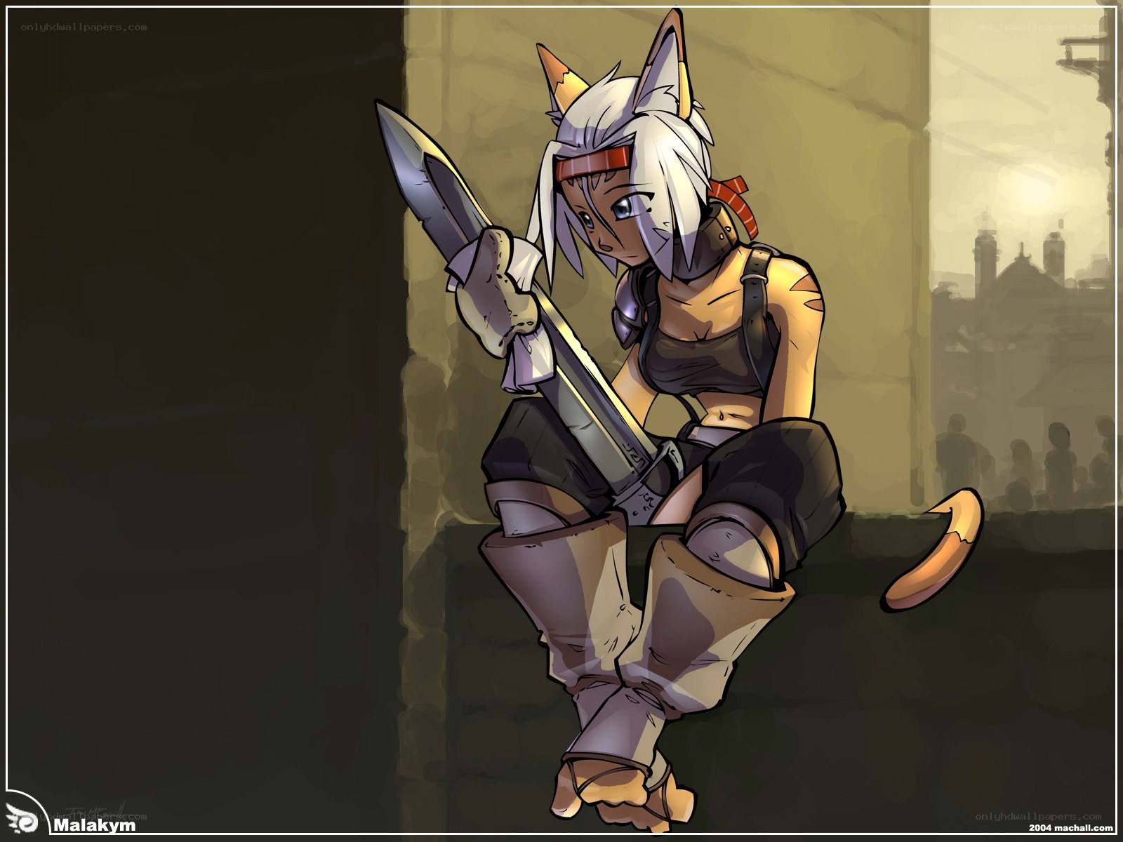 cat-eared warrior with sword