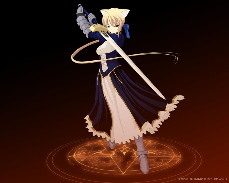 cat-eared warrior with sword
