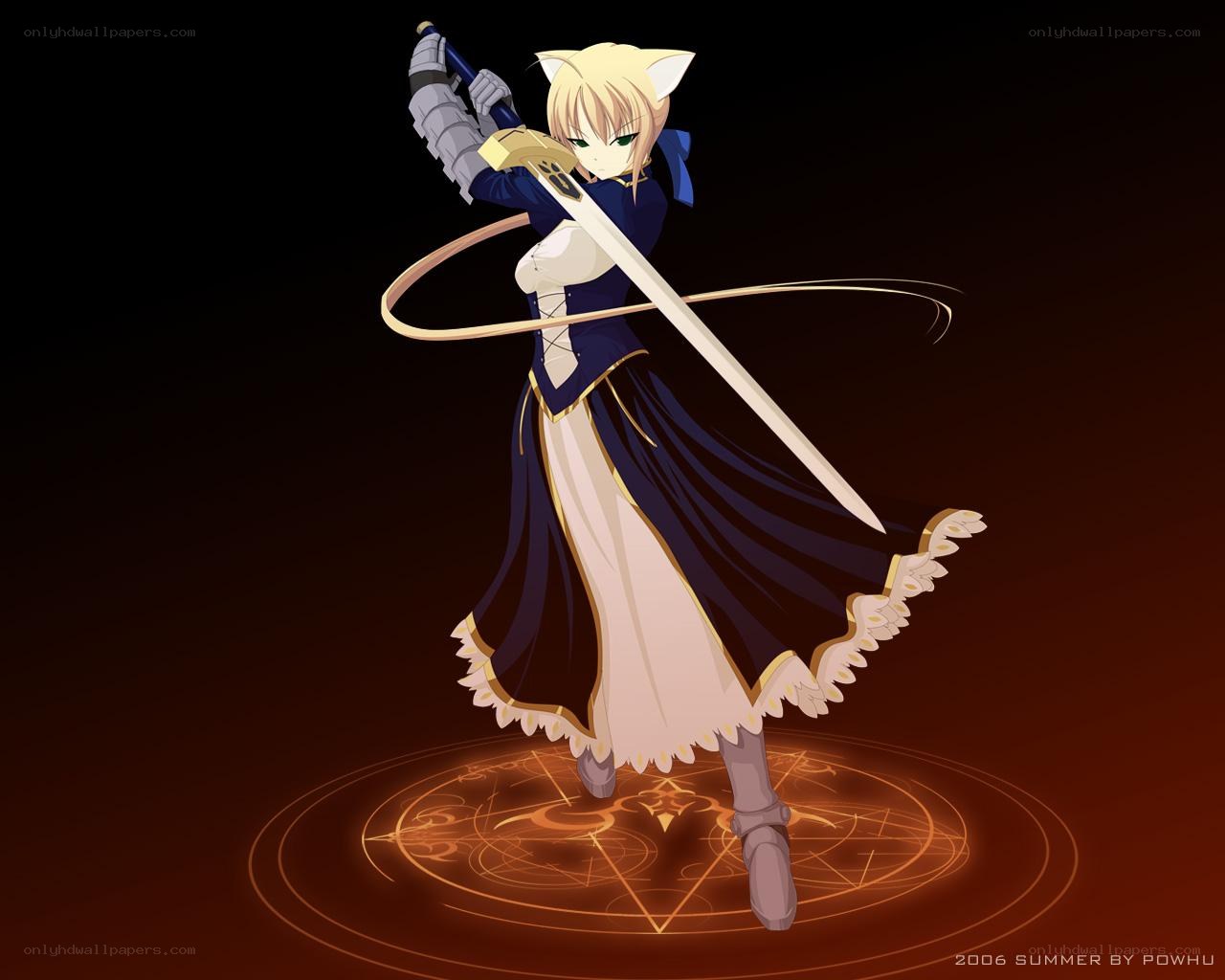 cat-eared warrior with sword