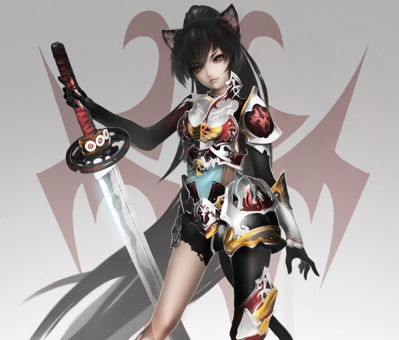 Cat-eared Warrior Woman — Black