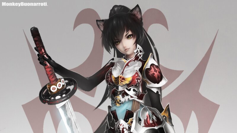 Cat-eared Warrior Woman — White