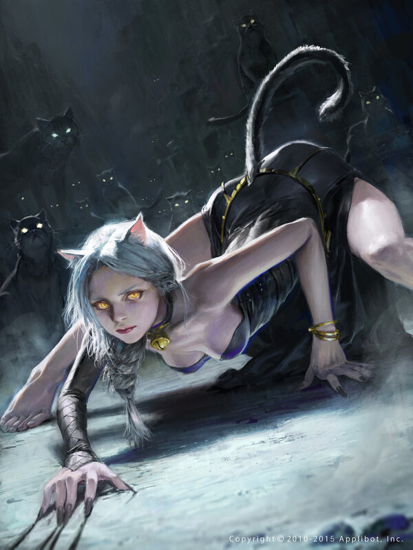 Cat-eared Woman Crawling — Black, Dramatic