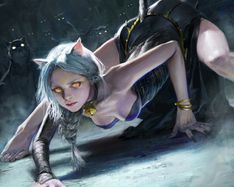 Cat-eared Woman Crawling — Black