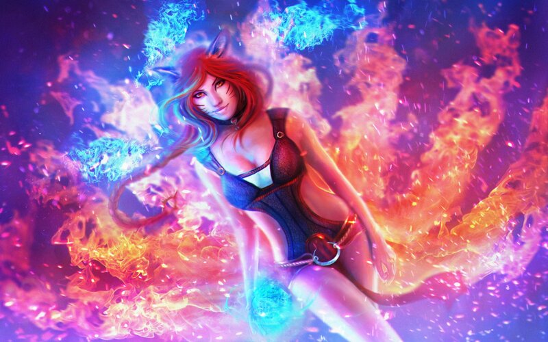 Cat-eared Woman in Flames