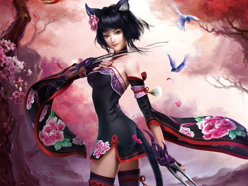 Cat-eared Woman with Claws