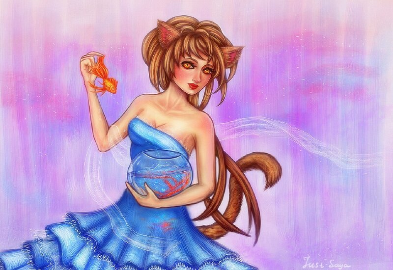 Cat-eared Woman with Fish