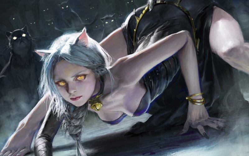 Cat-eared Woman with Glowing Eyes