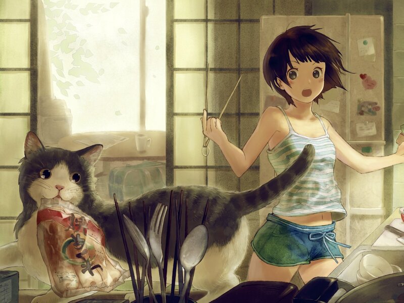Cat Eating Snack