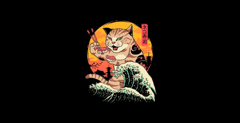 Cat Eating Sushi