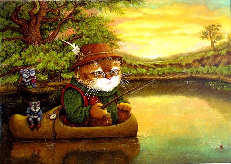 Cat Fishing in Canoe