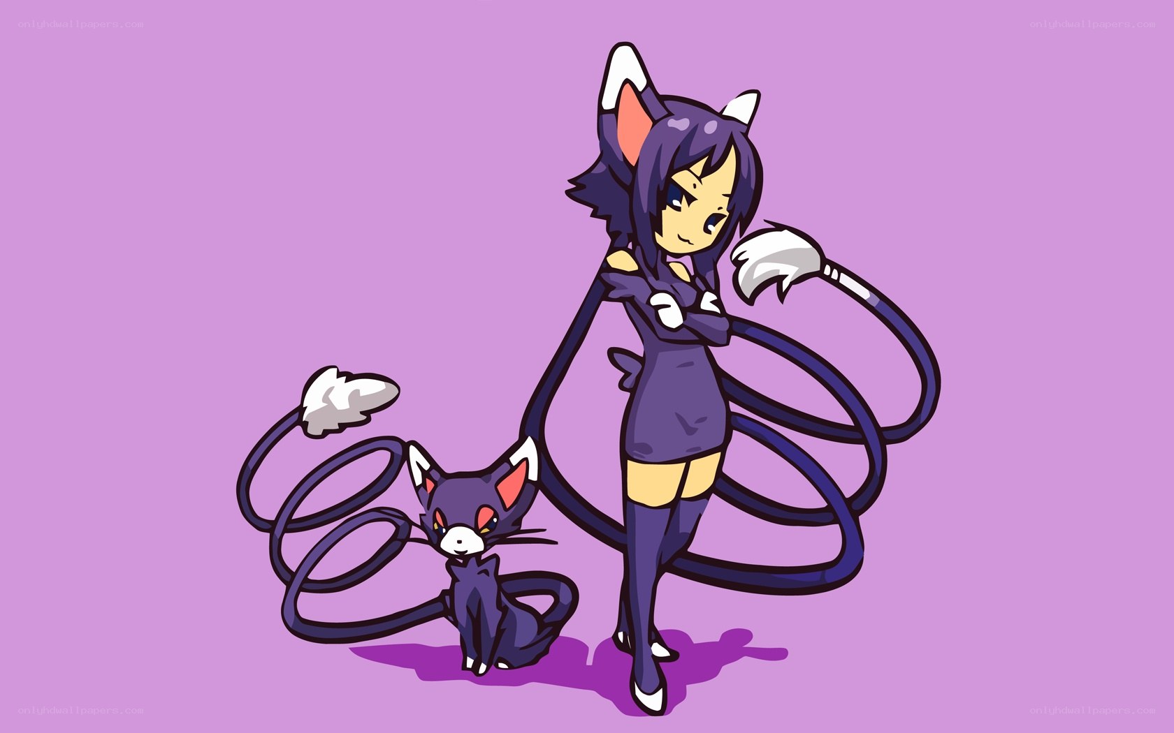 cat girl and her pet