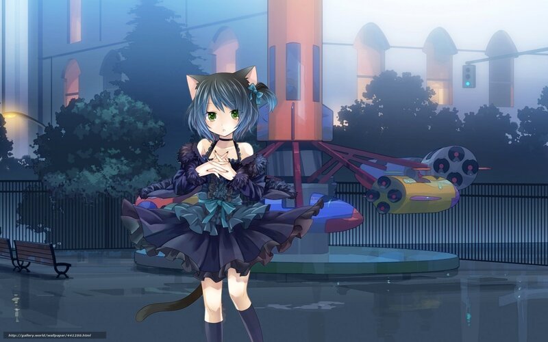 cat girl at amusement park