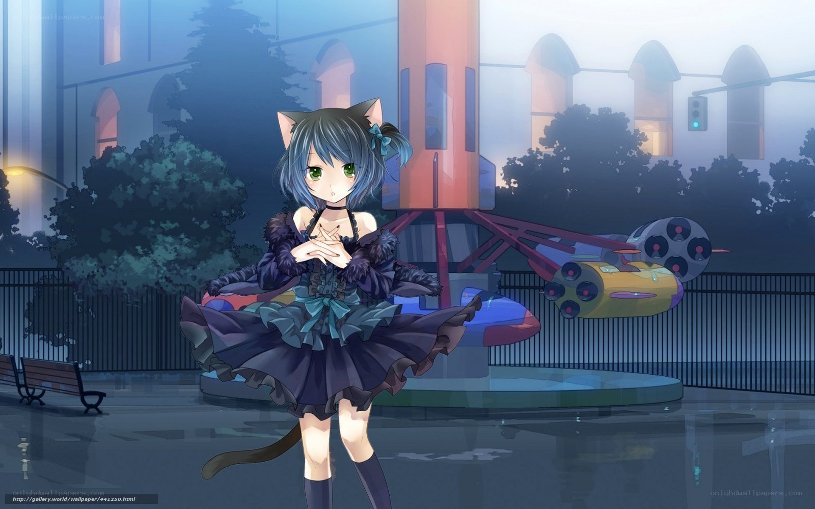 cat girl at amusement park