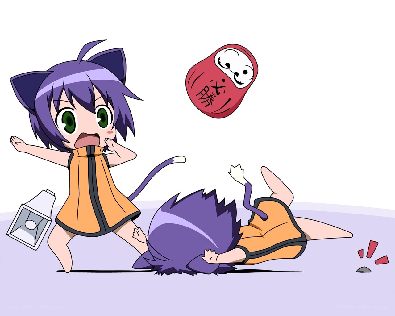 Cat girl character falls