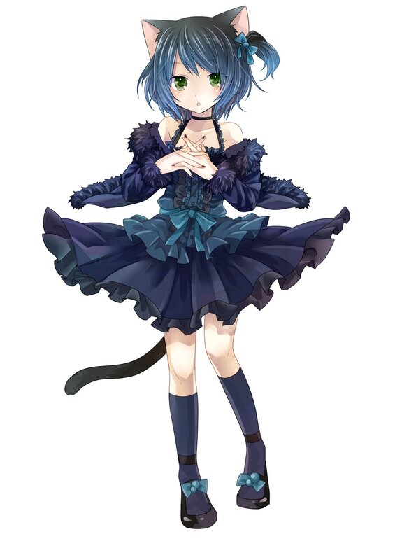 cat girl in a dark dress