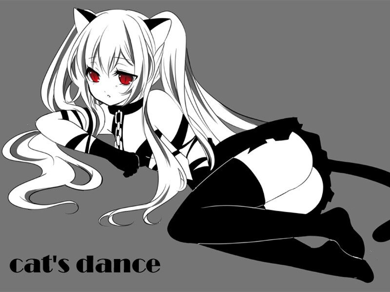 cat girl in black and white