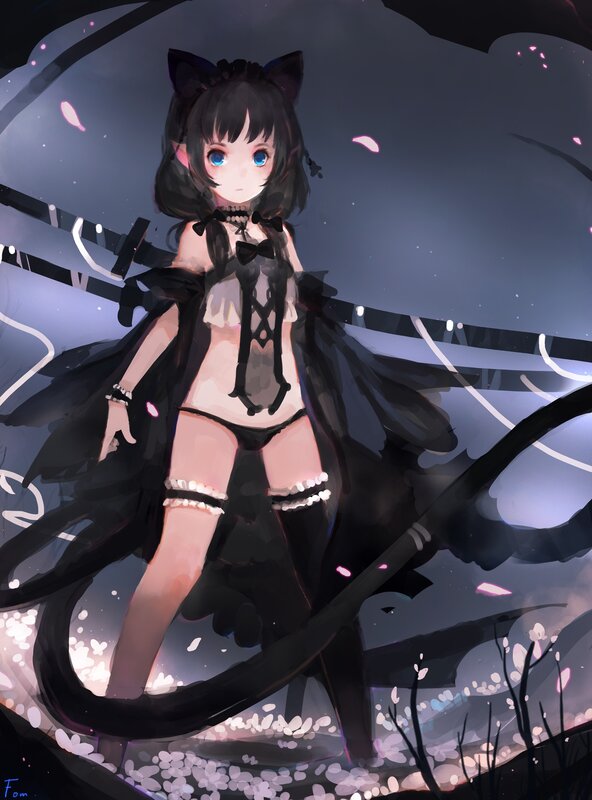 cat girl in black outfit