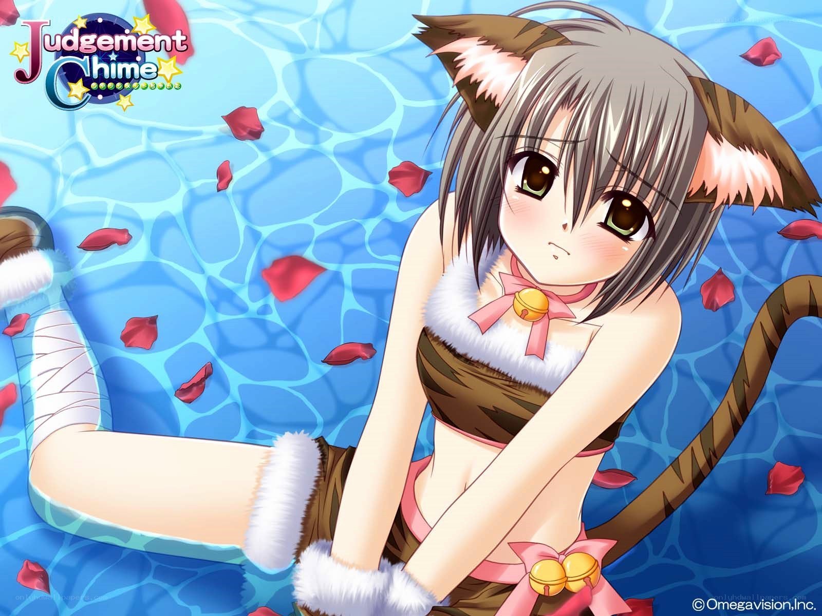 cat girl in pool