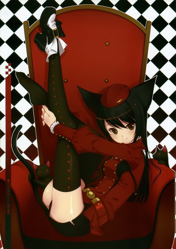 cat girl in red chair