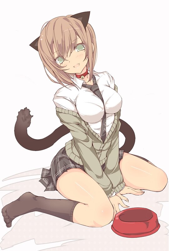 cat girl in school uniform
