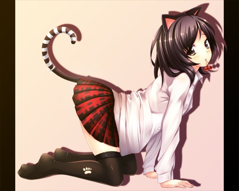 cat girl in school uniform