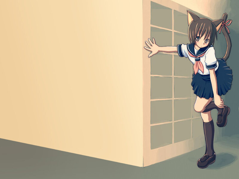 cat girl in school uniform