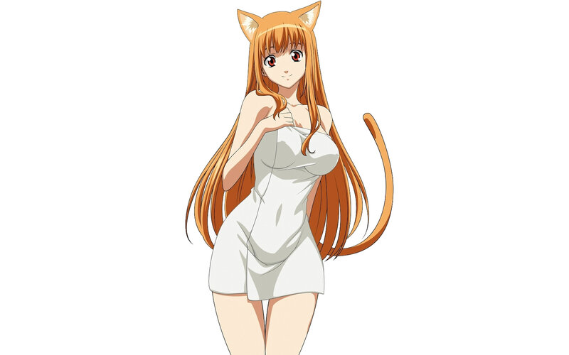 cat girl in white dress