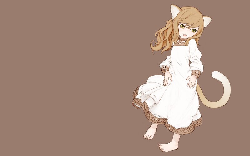 cat girl in white dress