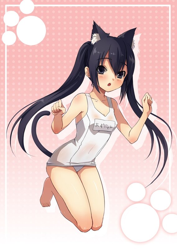 cat girl in white tank top
