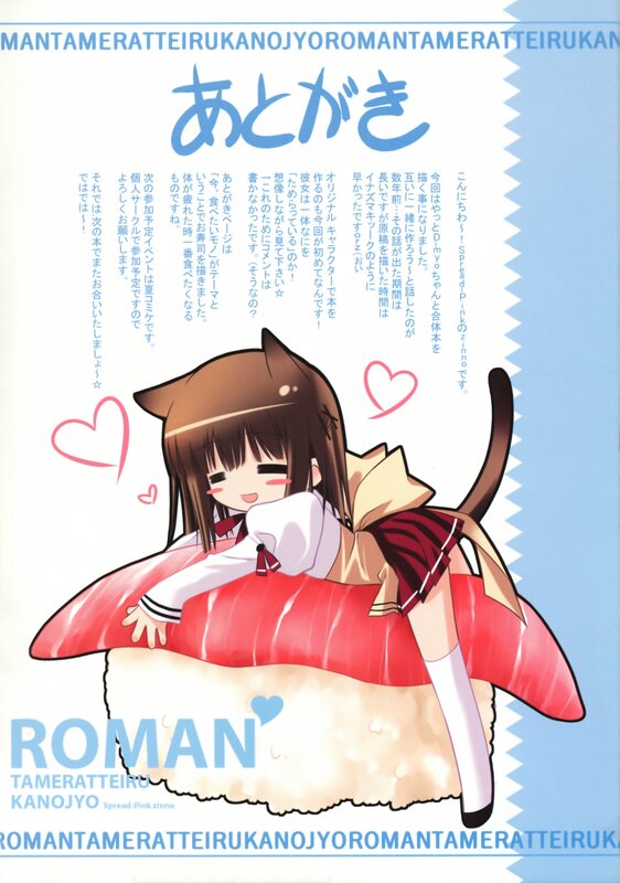 cat girl on sushi illustration