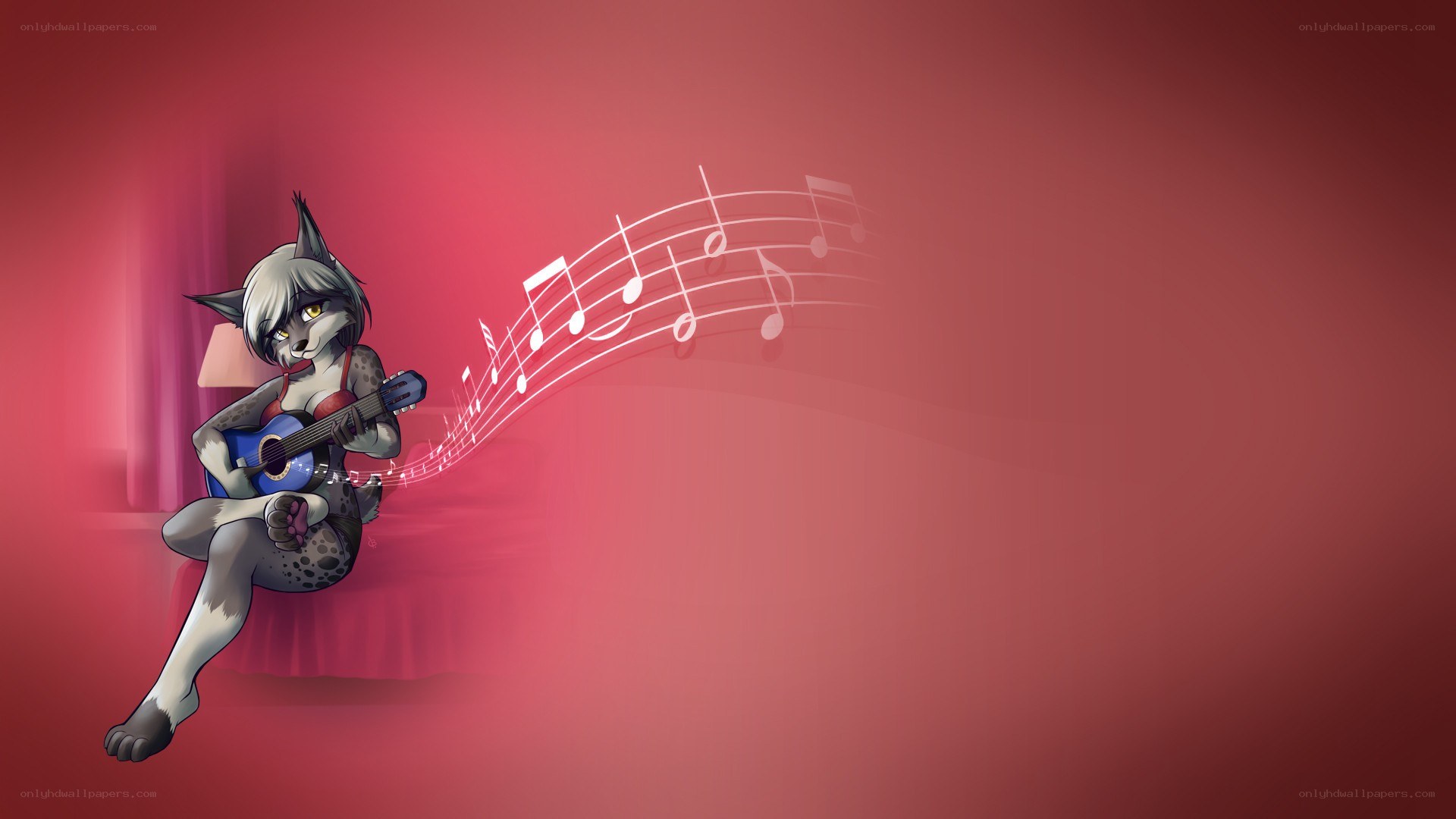 cat girl playing guitar