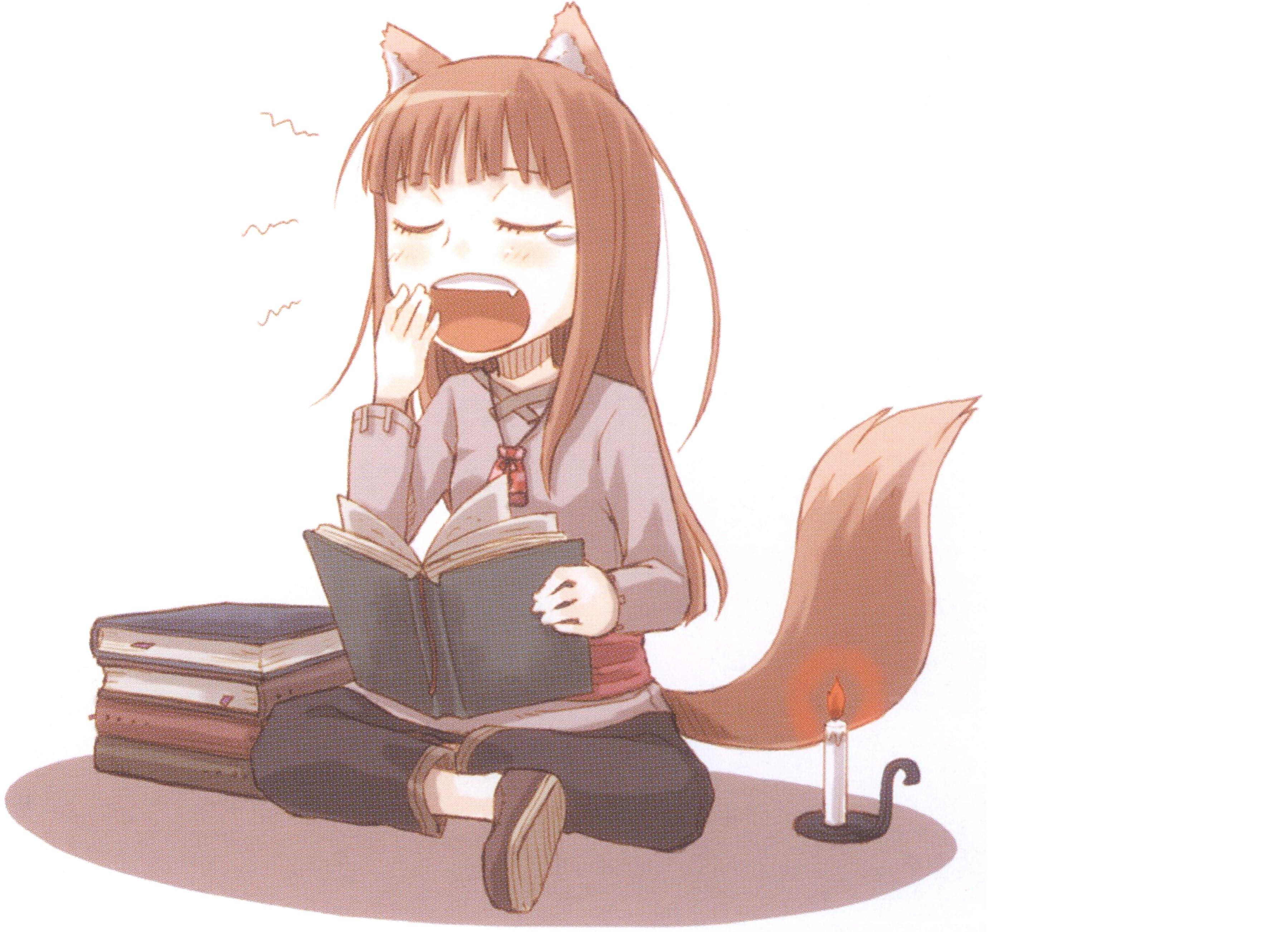 cat girl reading book