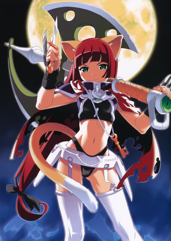 cat girl warrior with weapons
