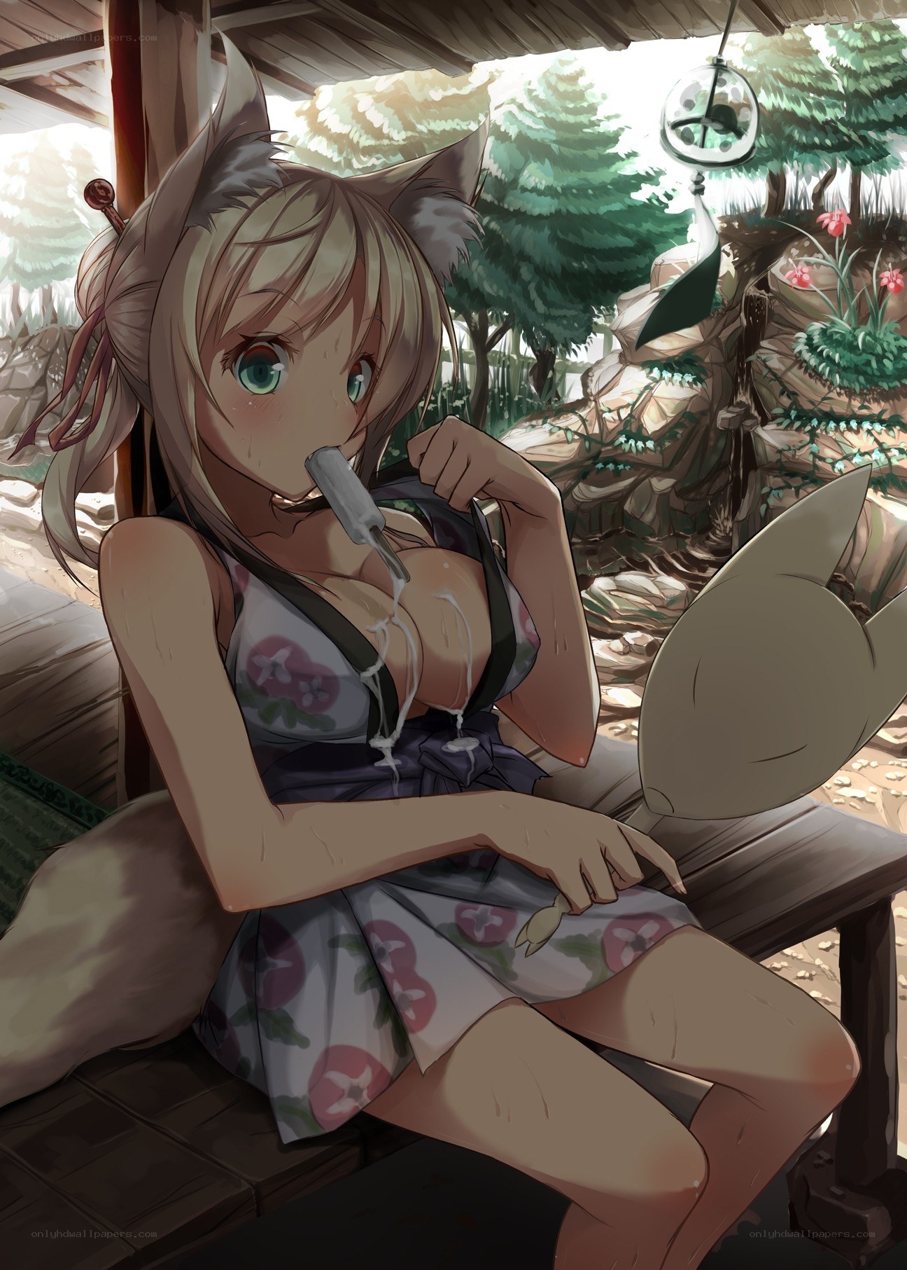 cat girl with ice cream