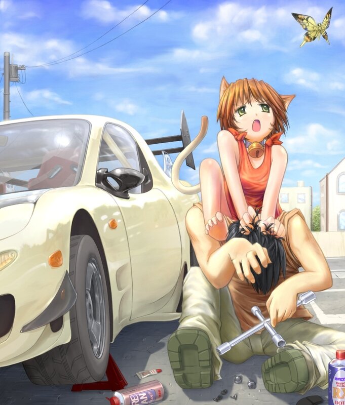 cat girl with mechanic
